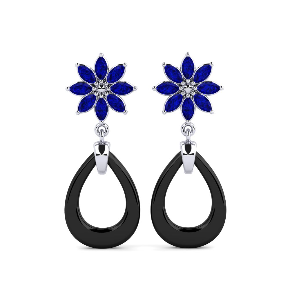 White Silver Sapphire Women's Earring Tolleson