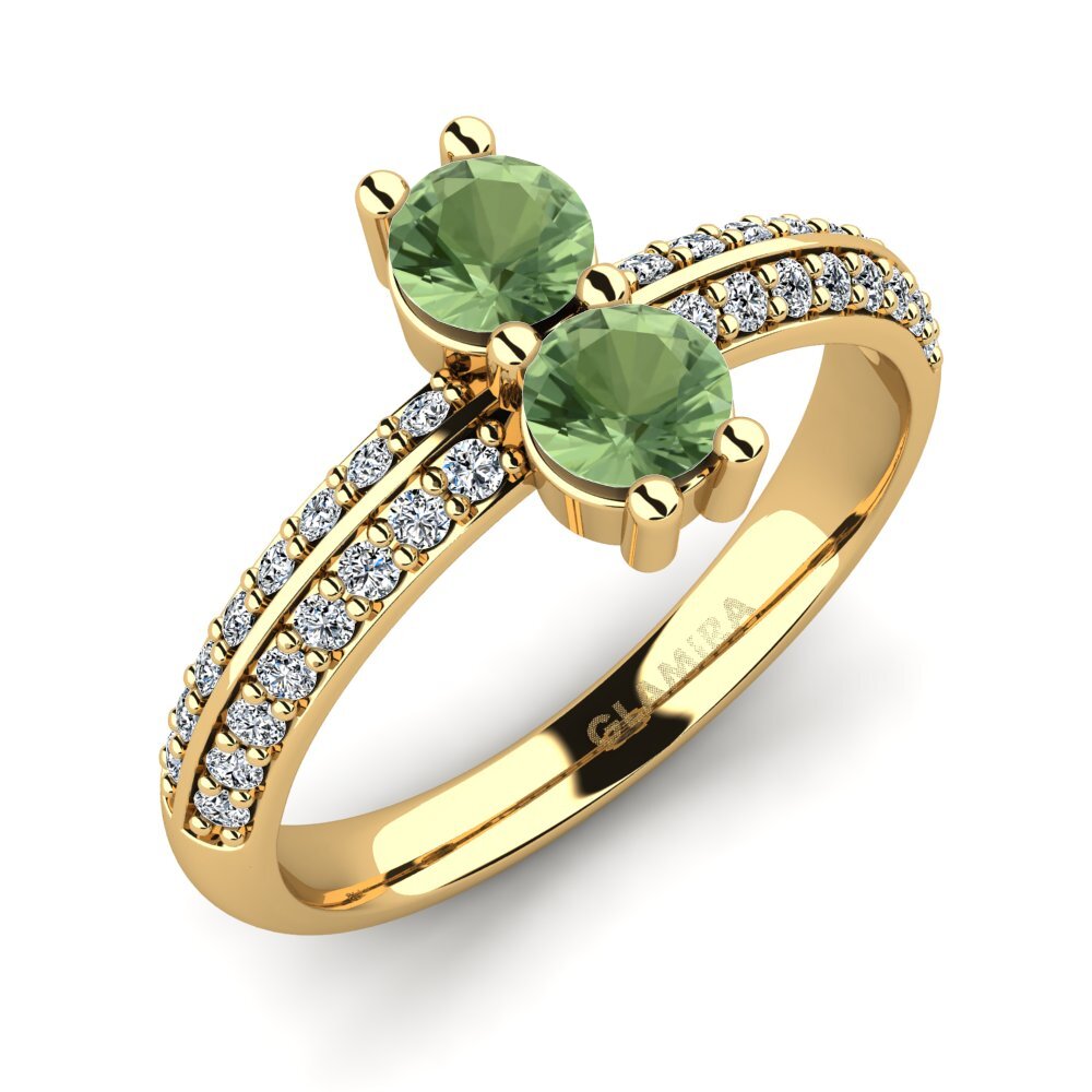 18k Oro Amarillo Zafiro Verde Anillo Tomsina
