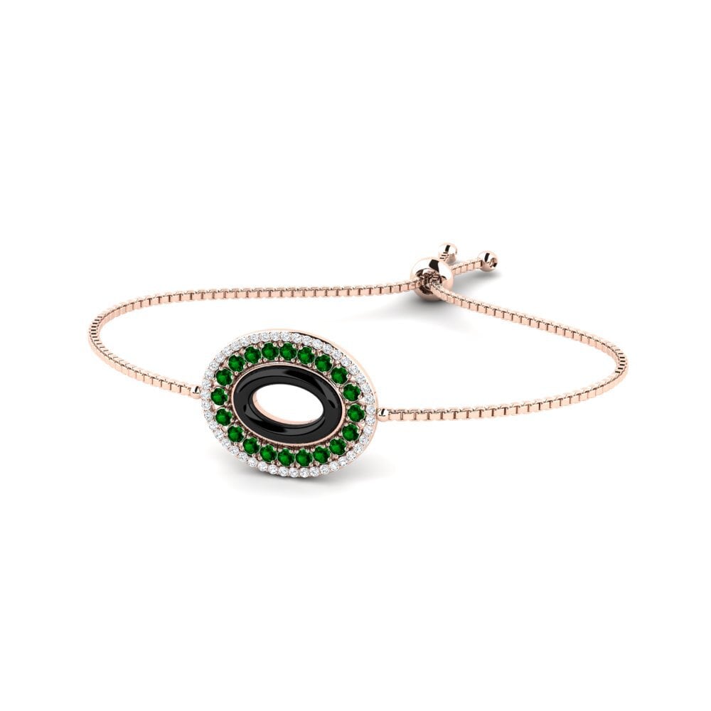 9k Oro rosa Circonita Verde Pulsera de Mujer Tonitah