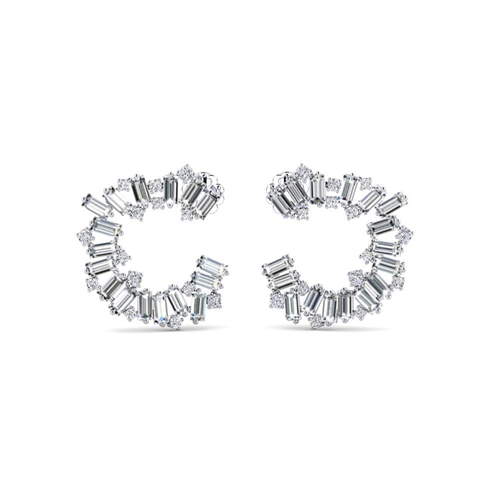 Boucles D'Oreilles De Mariée En Or Rose 10 Carats - Grappe De Zirconia Cubique/Moissanite Rond, Création Naturelle