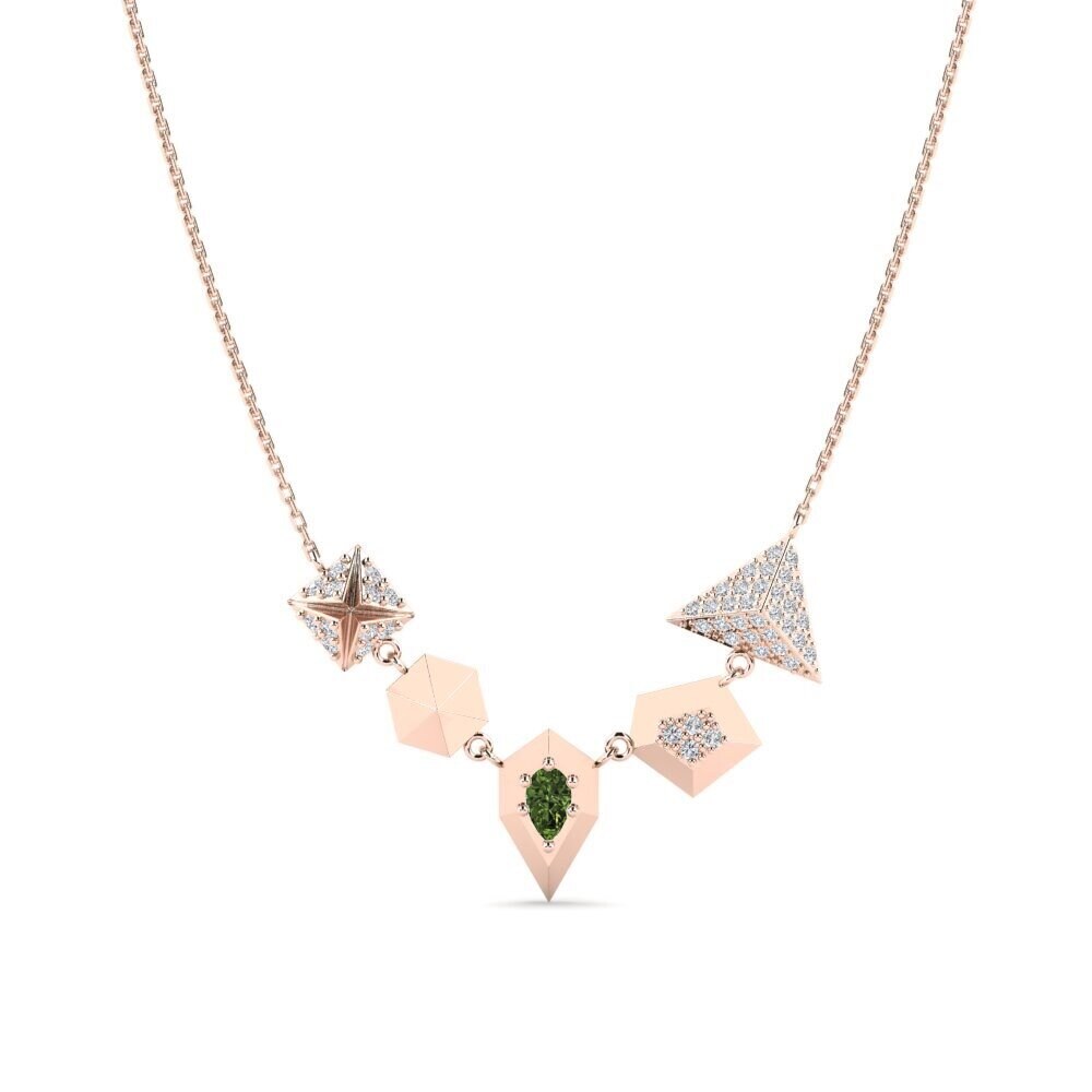 14k Oro Rosa Zafiro Verde Collar de Mujer Torczyn