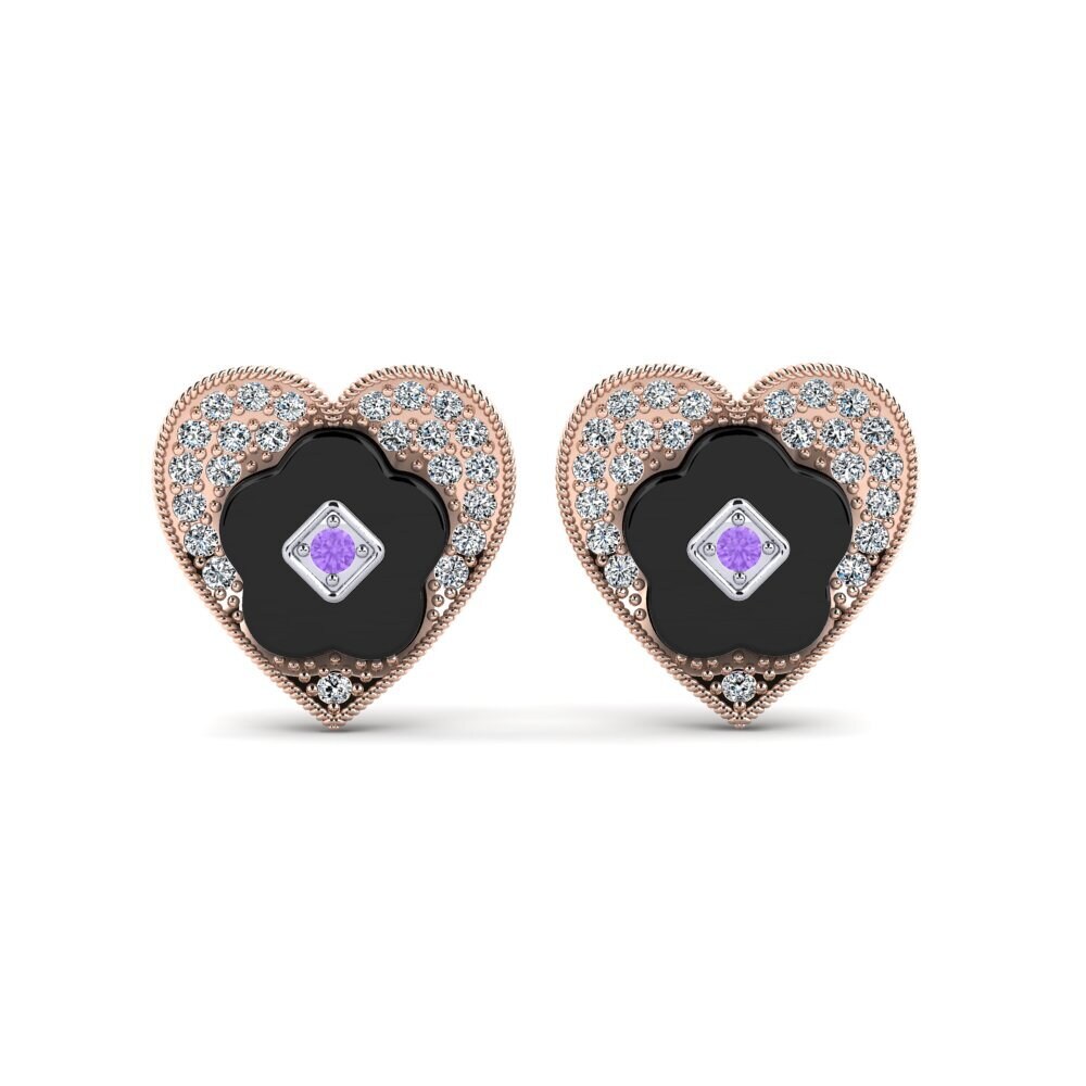 9ct Rose & White Gold Amethyst Women's Earring Torgeson