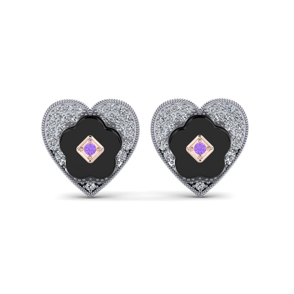 18ct White & Rose Gold Amethyst Women's Earring Torgeson