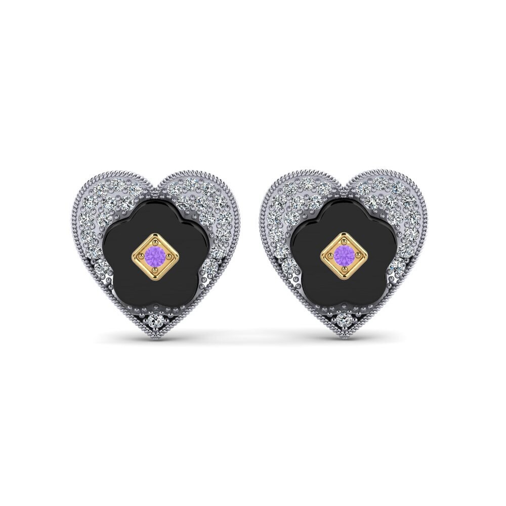 14ct White & Yellow Gold Amethyst Women's Earring Torgeson