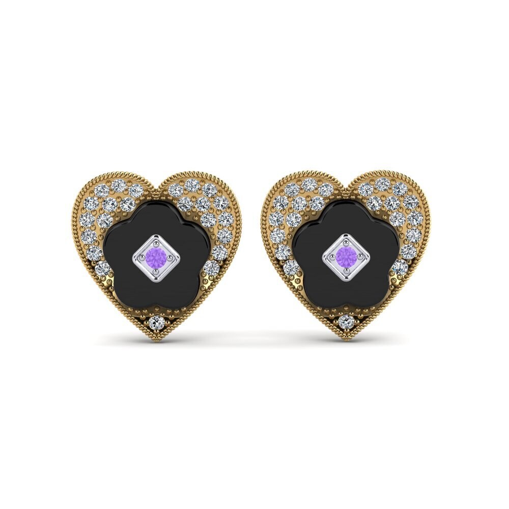 9ct Yellow & White Gold Amethyst Women's Earring Torgeson