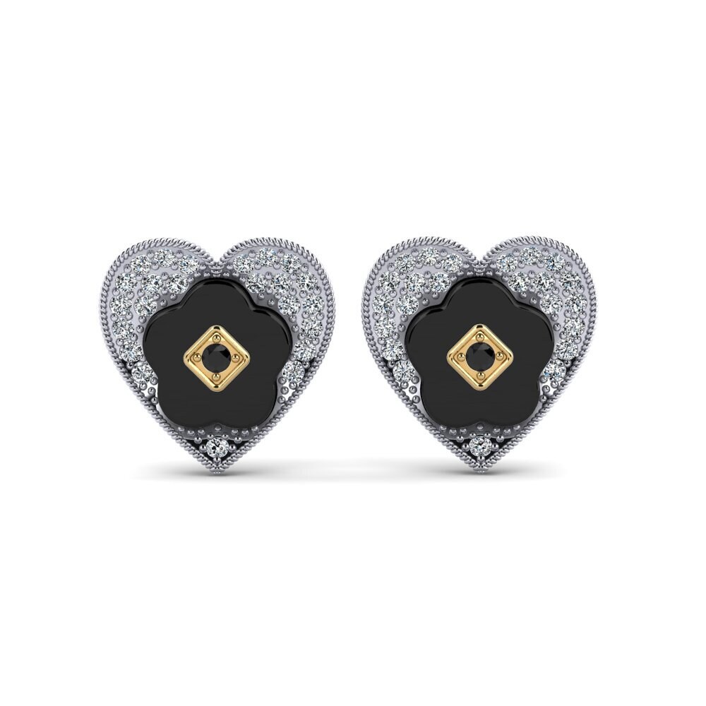 9ct White & Yellow Gold Black Onyx Women's Earring Torgeson