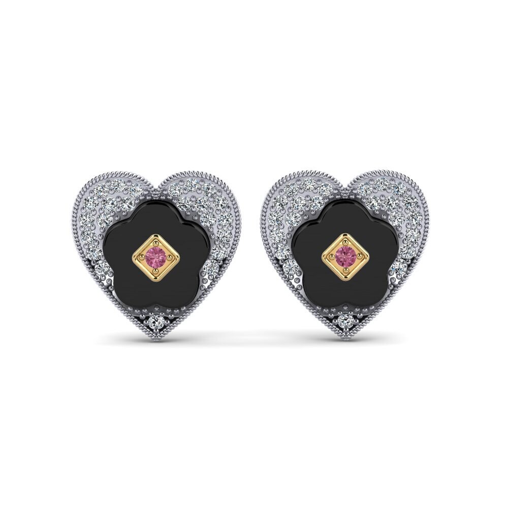 14ct White & Yellow Gold Rhodolite Garnet Women's Earring Torgeson