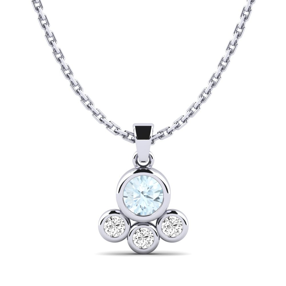 14k Oro Blanco Aguamarina Colgante de Mujer Torima