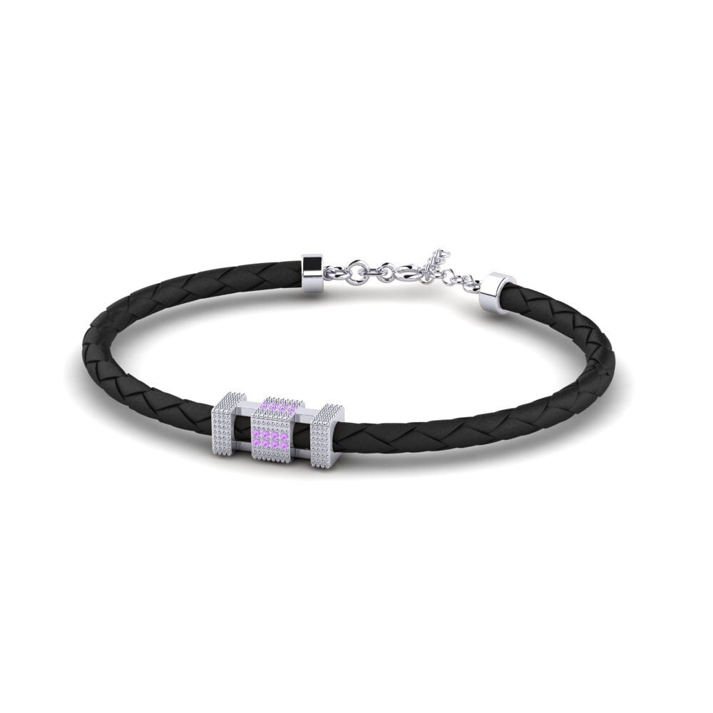9ct White Gold Amethyst Men's Bracelet Torin