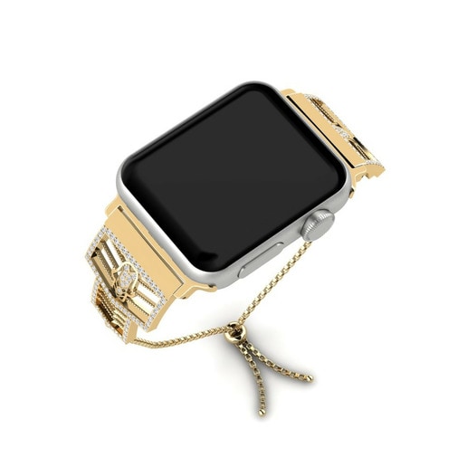 Dây đai Apple Watch® Toriro Stainless Steel / 585 Yellow Gold & Đá Sapphire Trắng