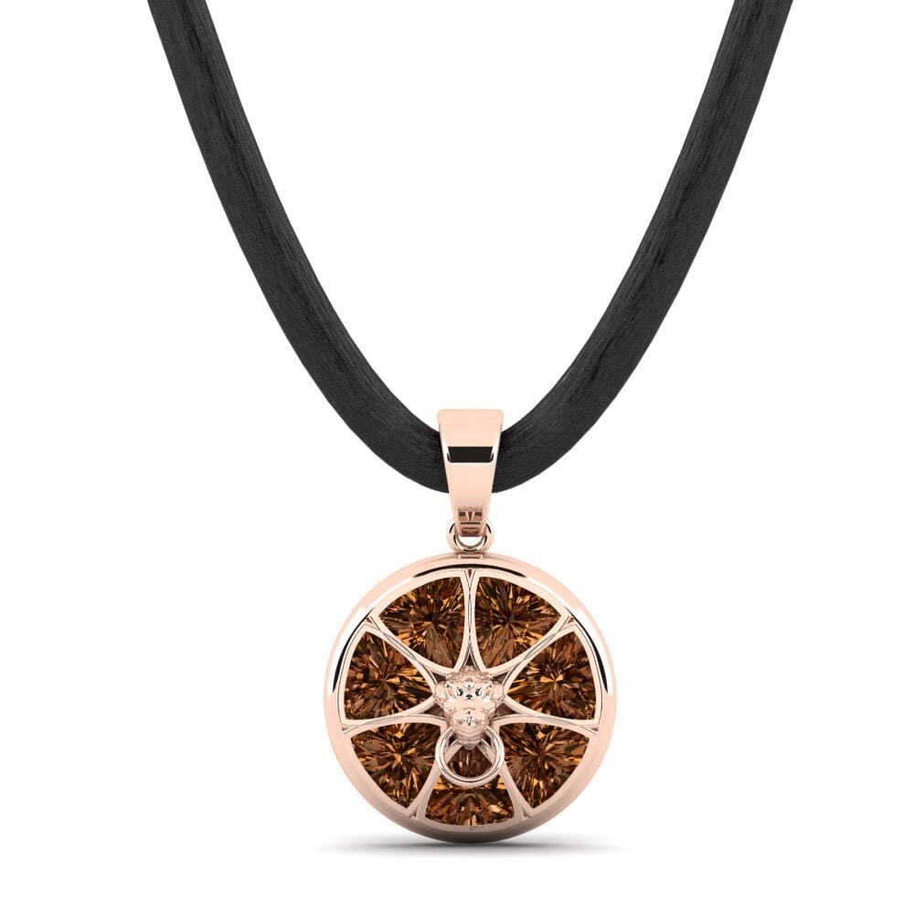 Rotgold 585 Brauner Diamant Herren-Anhänger Torkoal