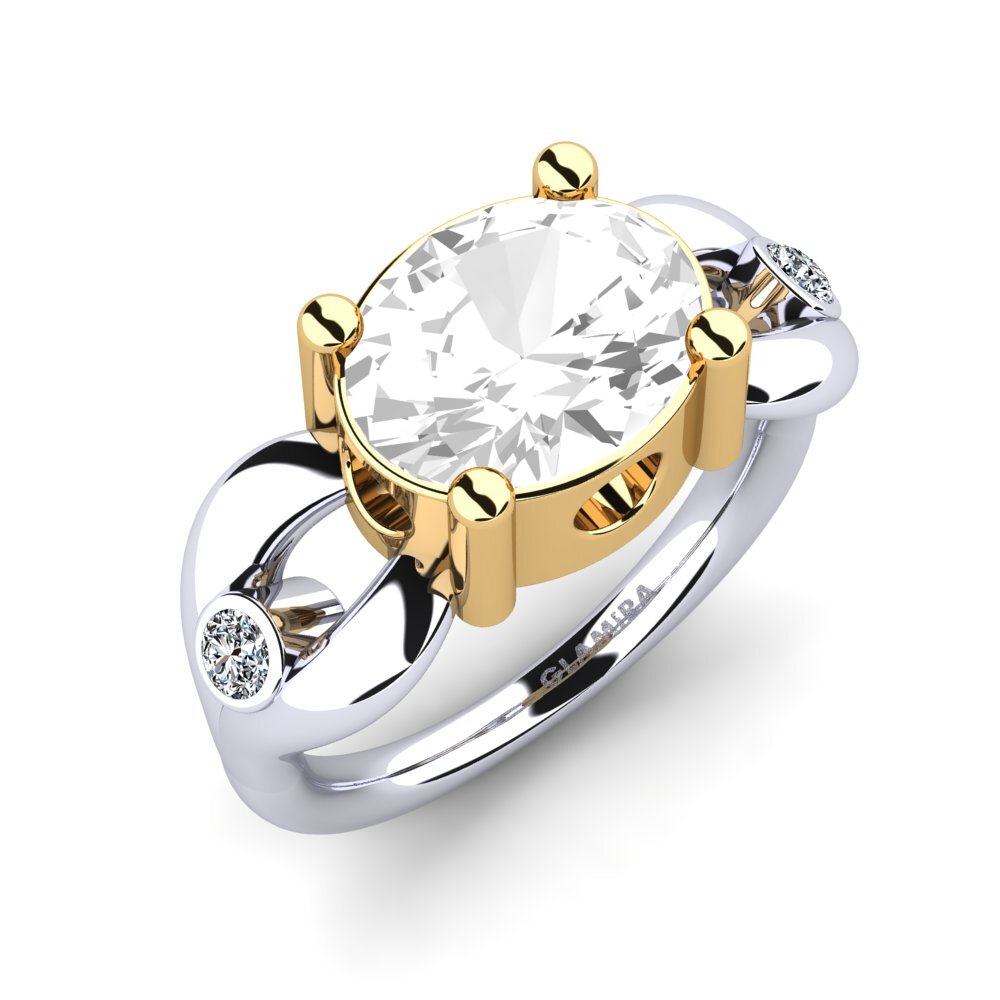 14K White & Yellow Gold White Topaz Engagement Ring Torresy