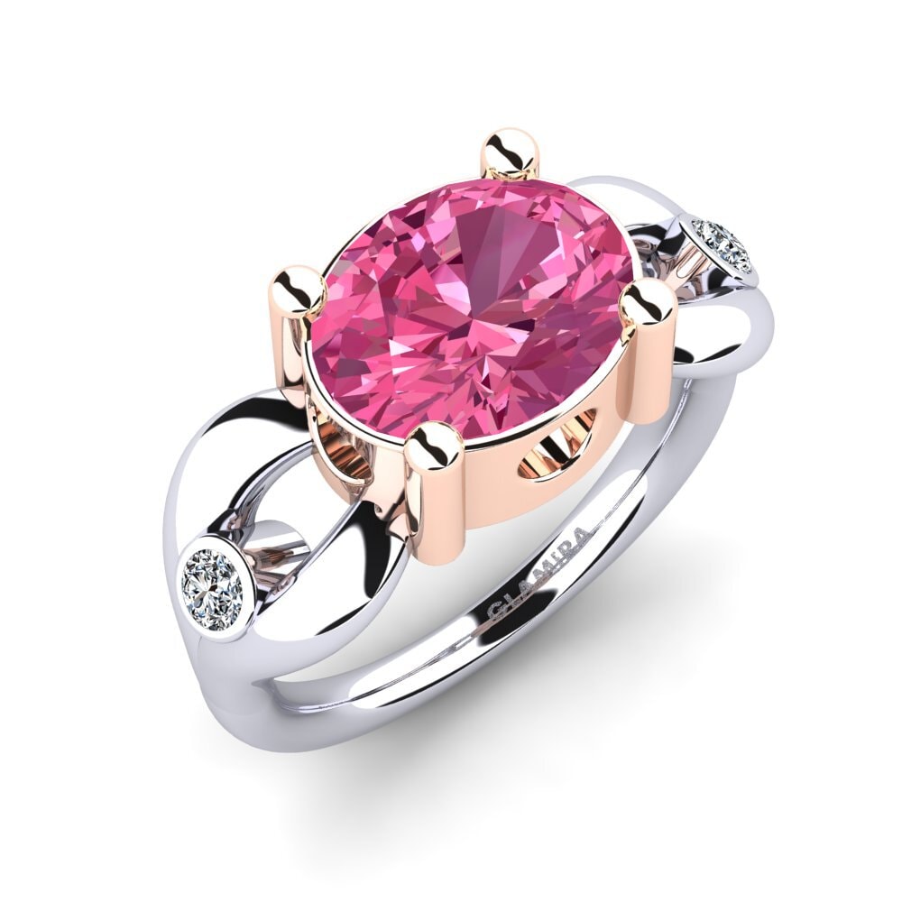 14ct White & Rose Gold Pink Tourmaline Engagement Ring Torresy