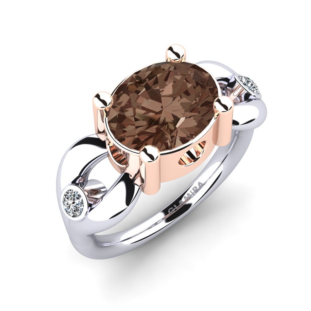 9ct White & Rose Gold Smoky Quartz Engagement Ring Torresy