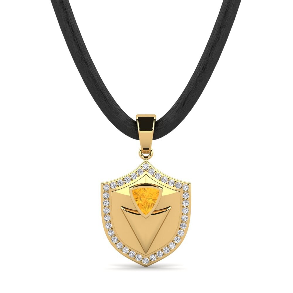 14ct Yellow Gold Citrine Men's Pendant Torterra