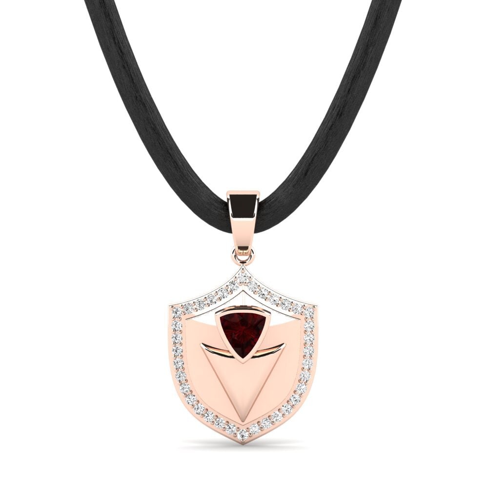 14ct Rose Gold Garnet Men's Pendant Torterra