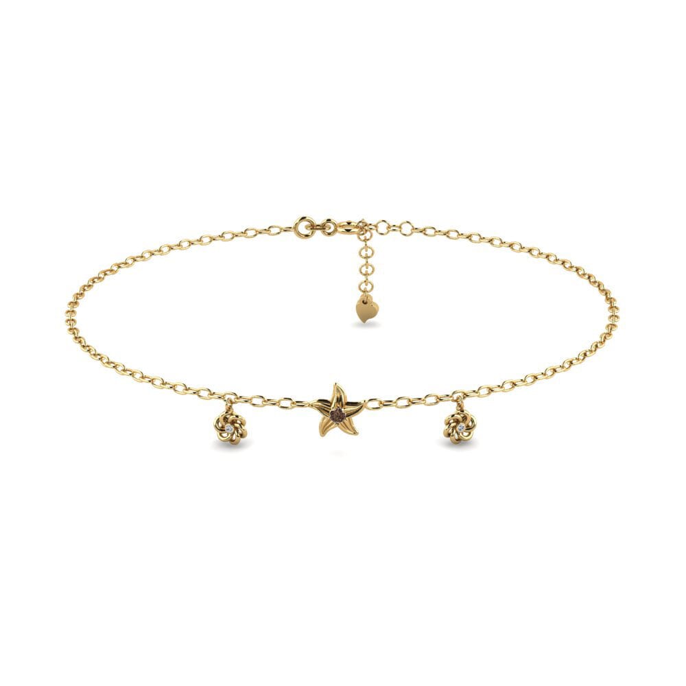 14ct Yellow Gold Smoky Quartz Women's Anklet Toure