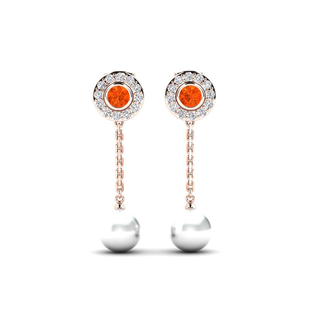 9k Rose Gold Fire-Opal Women's Earring Tourisme