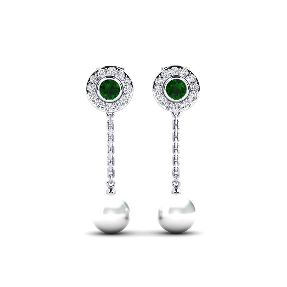 14k White Gold Green Tourmaline Women's Earring Tourisme