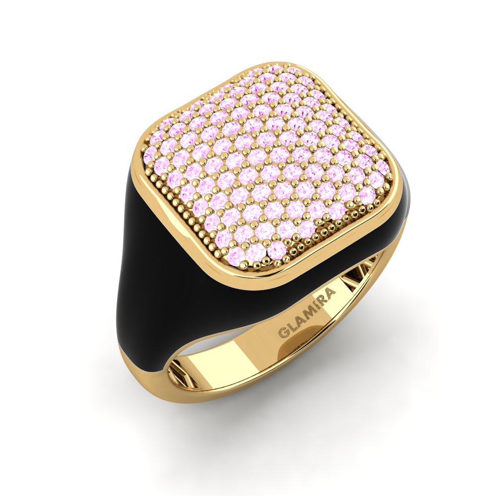 Or Jaune 14k Saphir Rose Bague Tqral Women