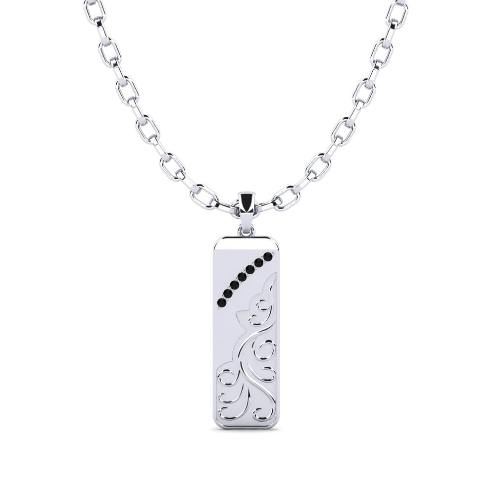 Argent Blanc Diamant Noir Pendentif pour homme Tran