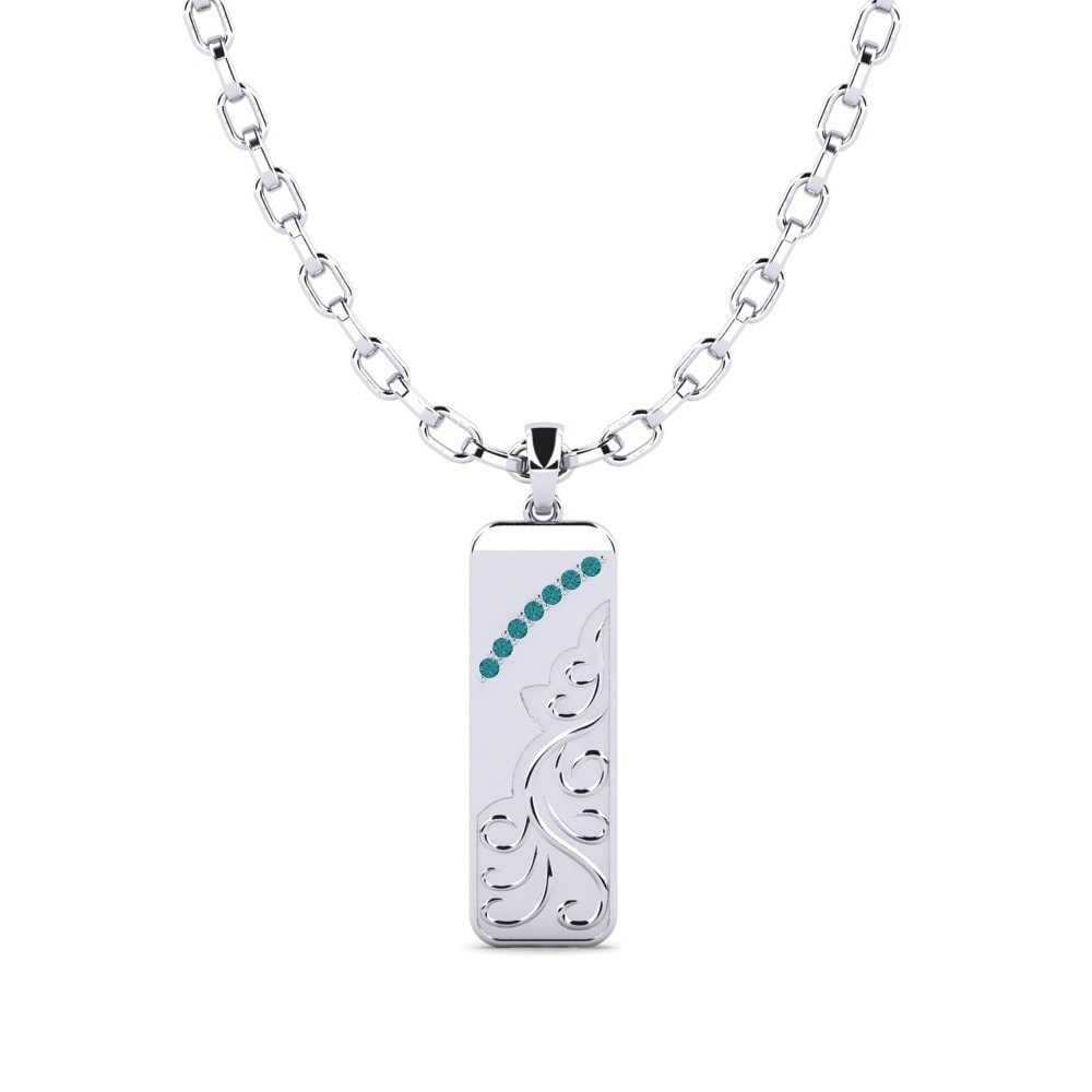 9ct White Gold Round Men's Pendant Tran