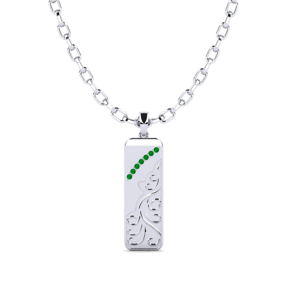 Argent Blanc Émeraude Pendentif pour homme Tran