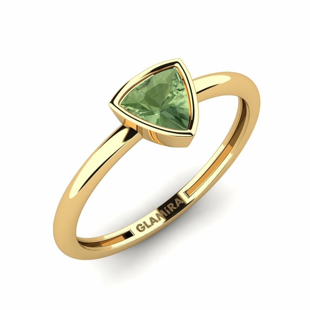 Classic Solitaire Neon Vibes Collection Tranglo 585 Yellow Gold Green Sapphire