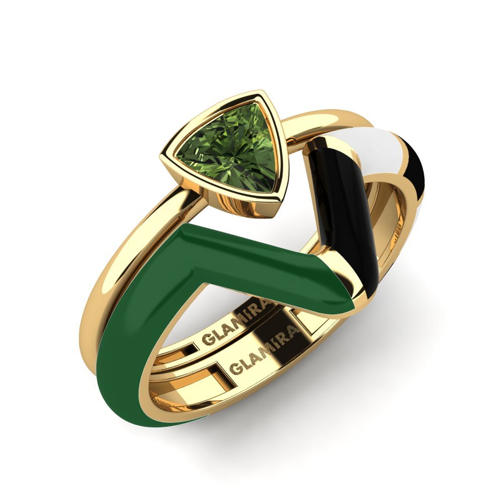 Green Sapphire Stackable Ring Tranglo SET