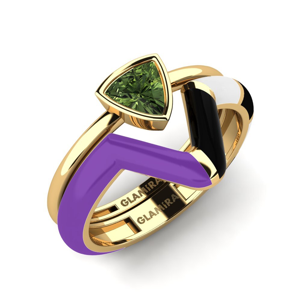 Grüner Saphir Stapelbarer Ring Tranglo SET