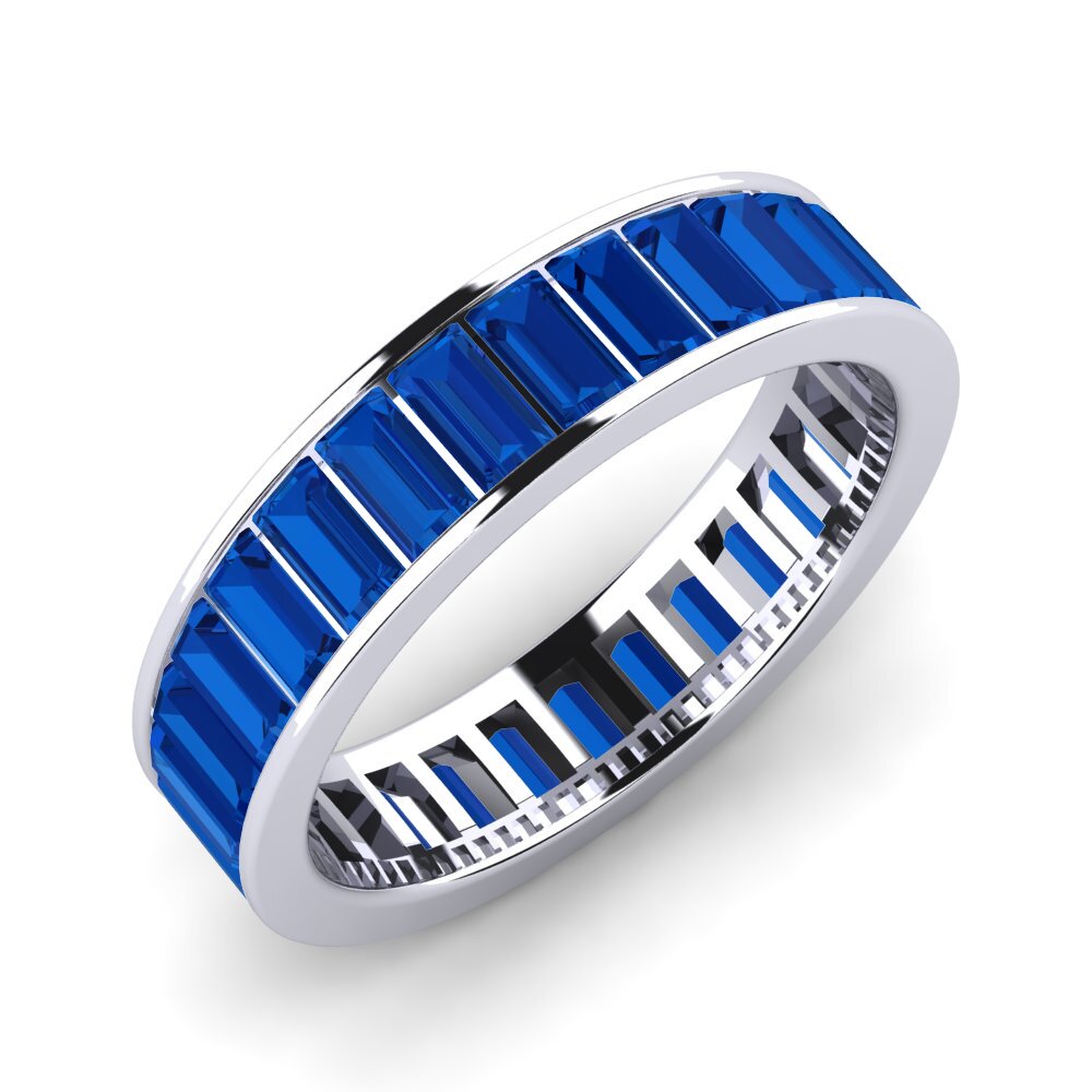 Argent Blanc Zircone Bleu Foncé Bague Travis