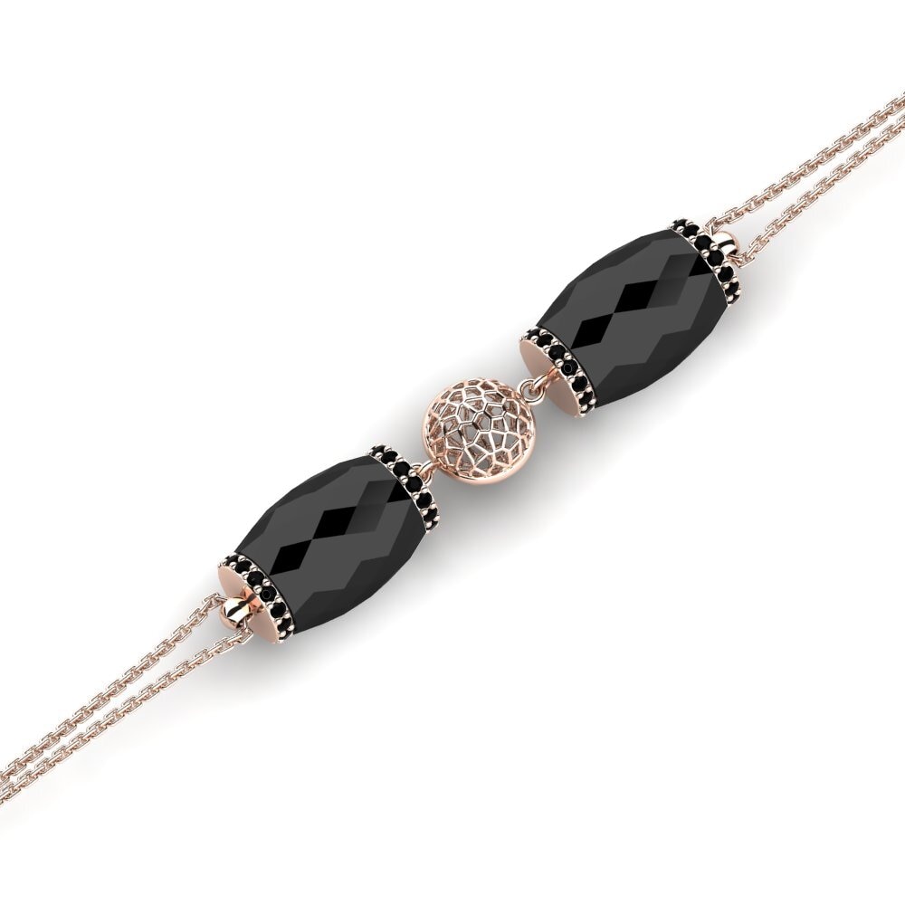 14k Oro Rosa Zafiro negro Pulsera de Mujer Treiber
