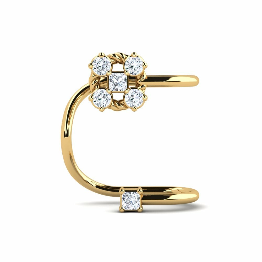 Brazalete de oreja Ear Cuffs Pendientes Treibered Oro Amarillo 375 Diamante