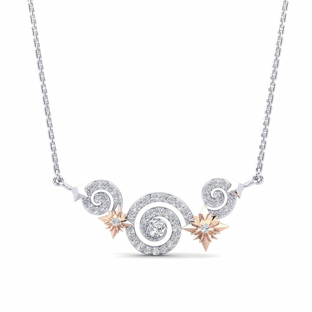 9k Oro Blanco & Rosa Collar de Mujer Tremendous