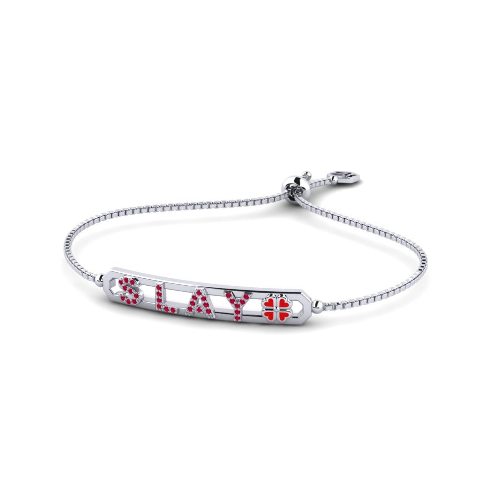 White Silver Ruby Women's Bracelet Trenchold