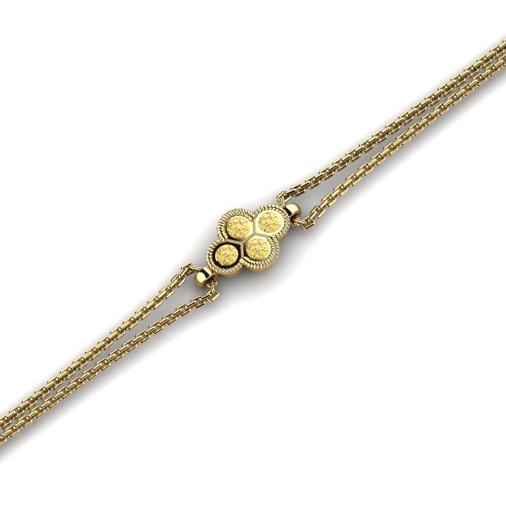 14k Oro Amarillo Diamante Amarillo Pulsera de Mujer Tressa