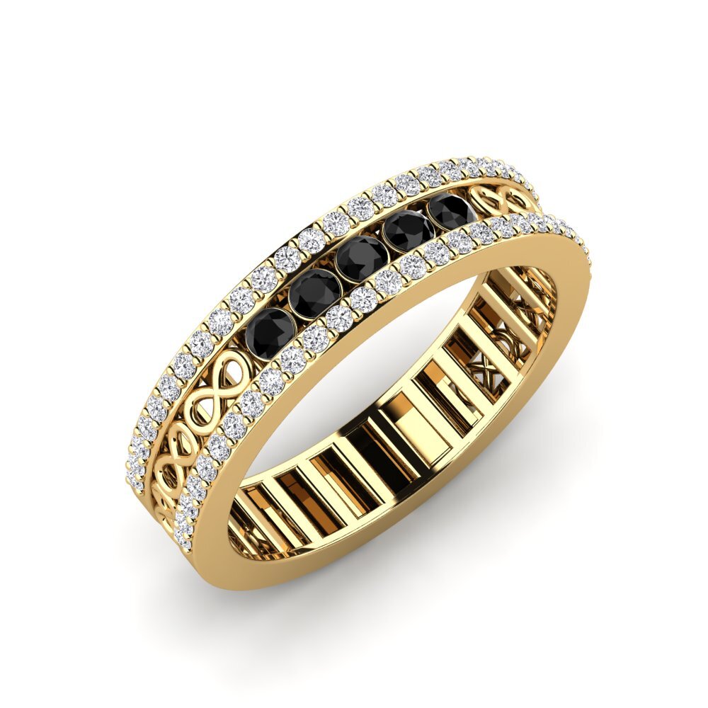 18k Oro Amarillo Zafiro negro Anillo Trevenant