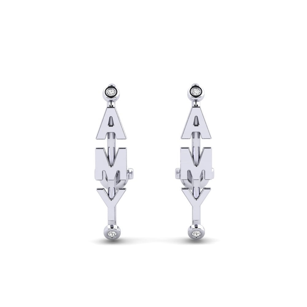 9k White Gold Amethyst Women's Earring Trias