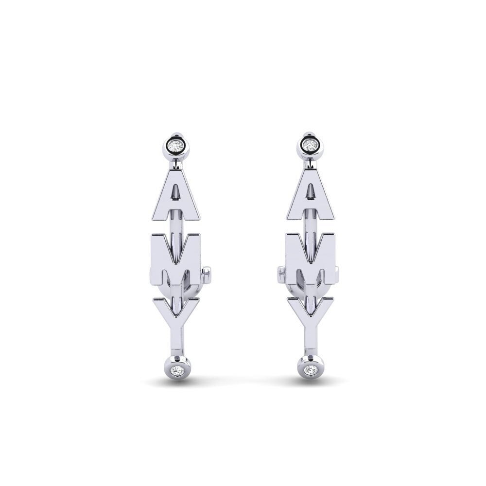 White Silver Black Sapphire Women's Earring Trias