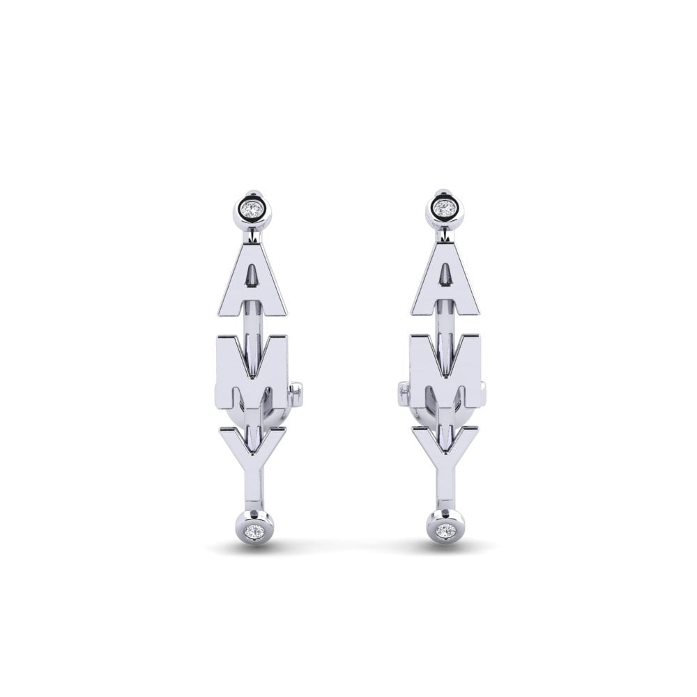 White Silver Diamond Women's Earring Trias