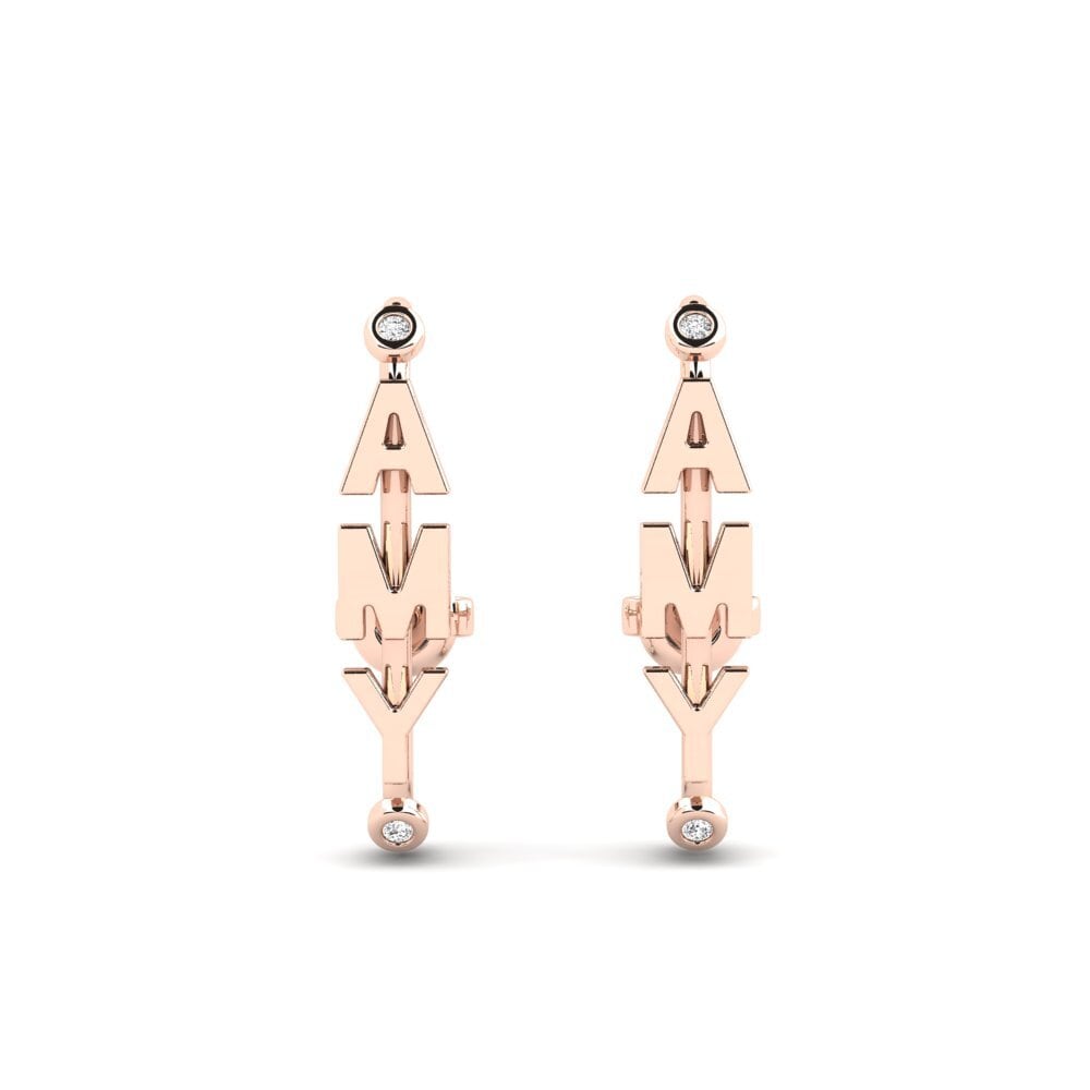 18ct Rose Gold Dark Blue Zirconia Women's Earring Trias