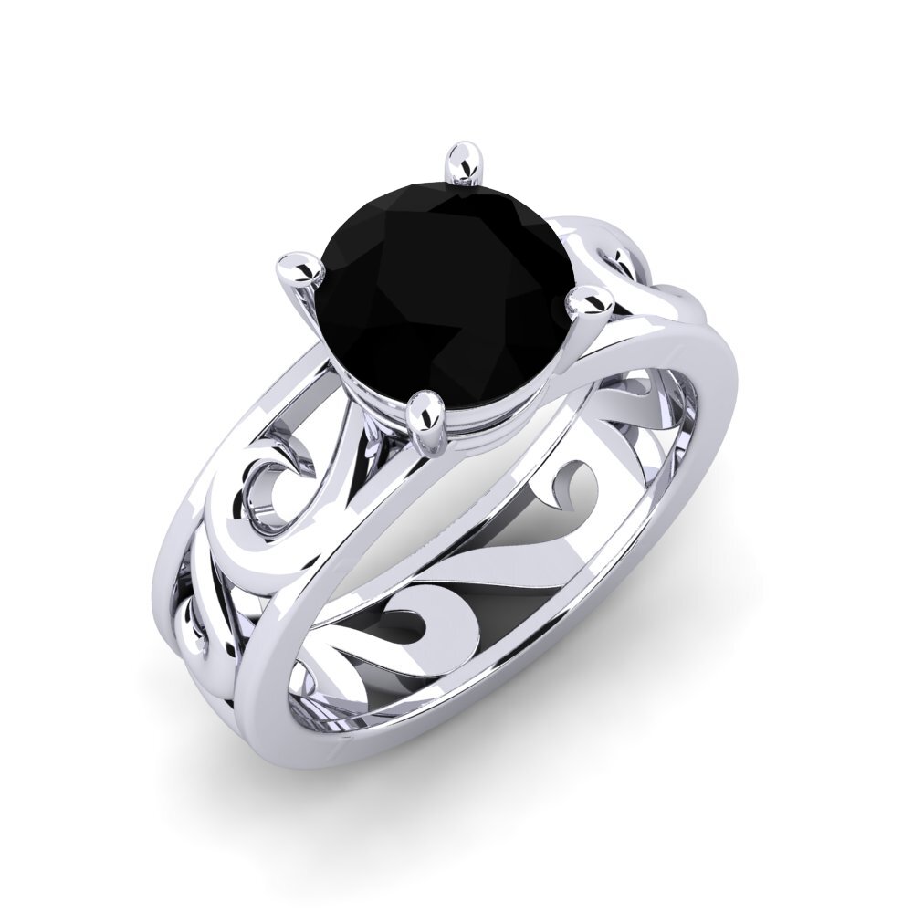 Pallad 950 Czarny Onyks Pierścionek zaręczynowy Tricia