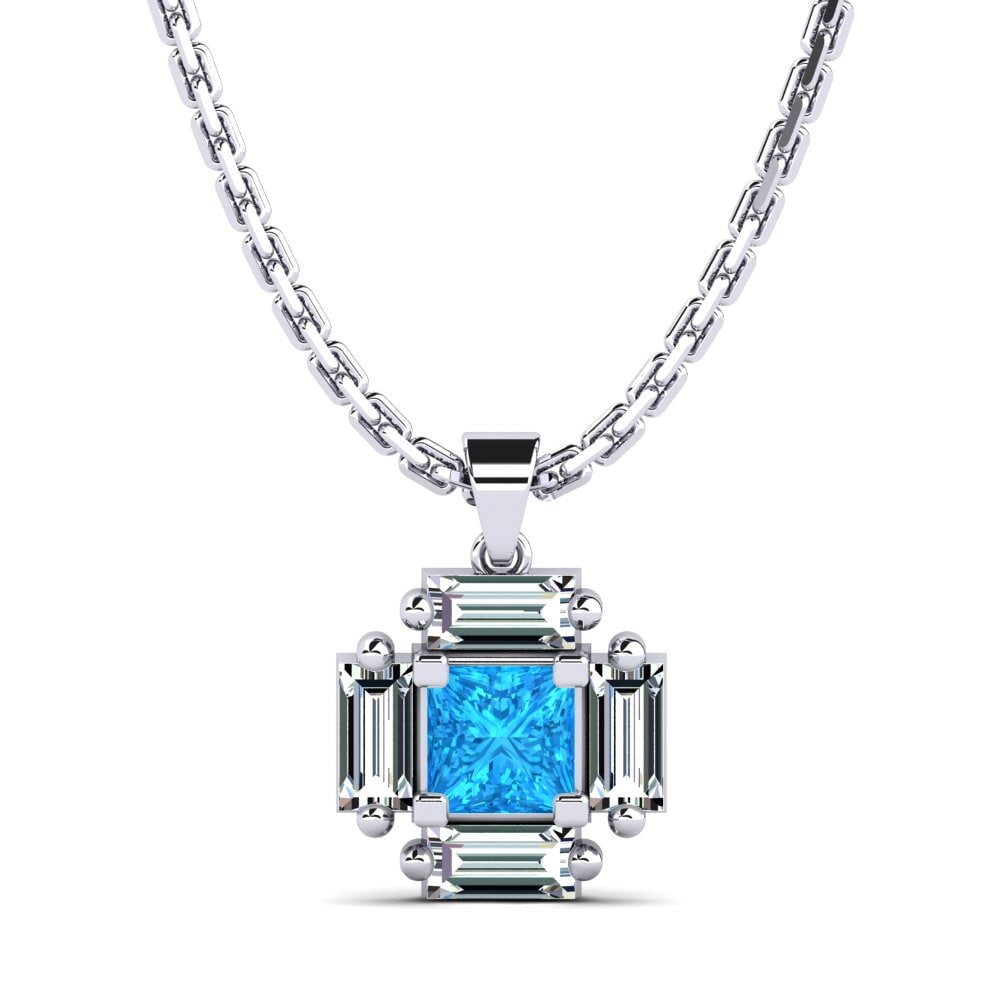 Princess Blue Topaz Women's Pendant Tricolore