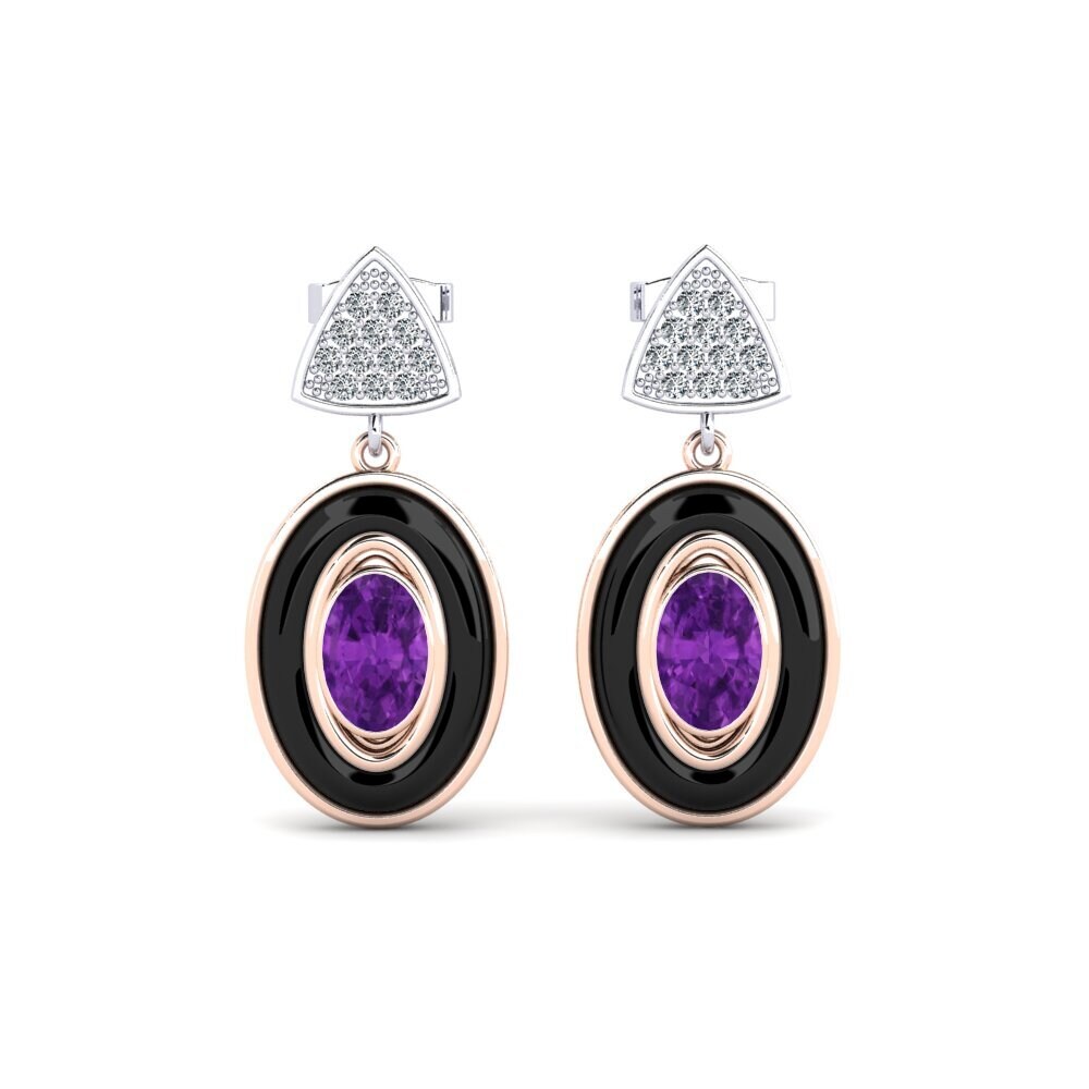 9ct Rose & White Gold Amethyst Women's Earring Trierty