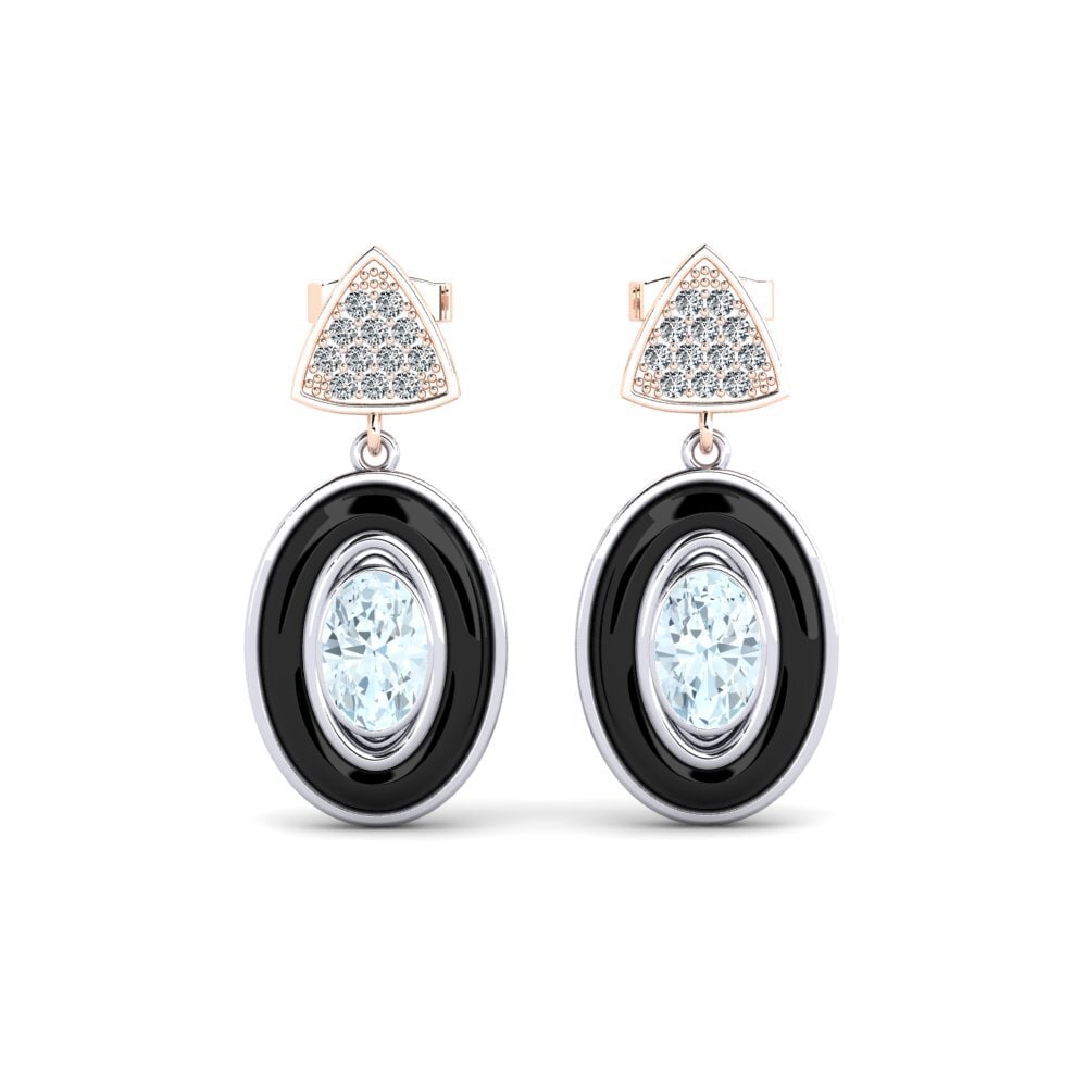 14ct White & Rose Gold Aquamarine Women's Earring Trierty
