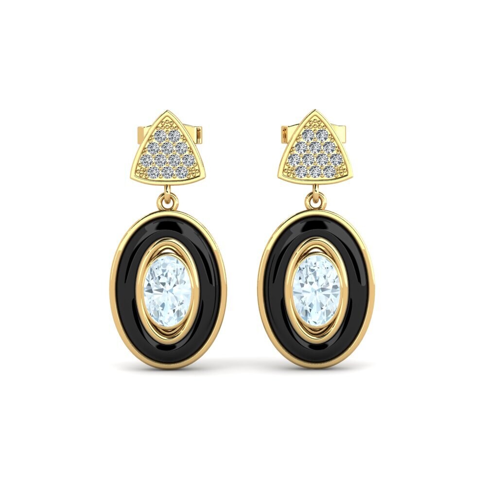 14ct Yellow Gold Aquamarine Women's Earring Trierty