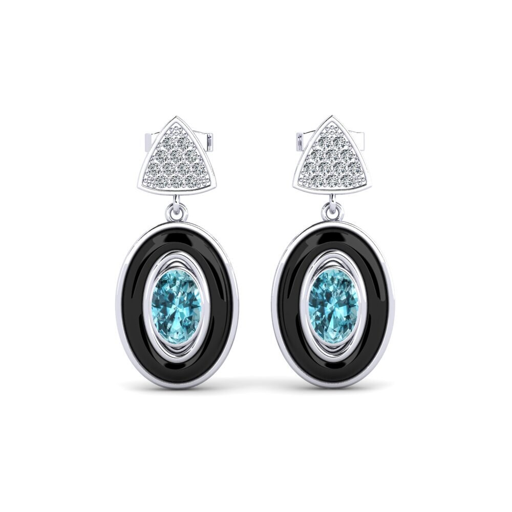 White Silver Blue Zircon Women's Earring Trierty