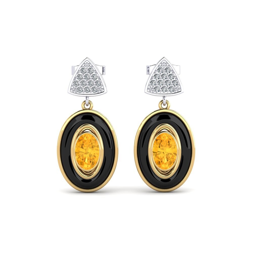 14ct Yellow & White Gold Citrine Women's Earring Trierty