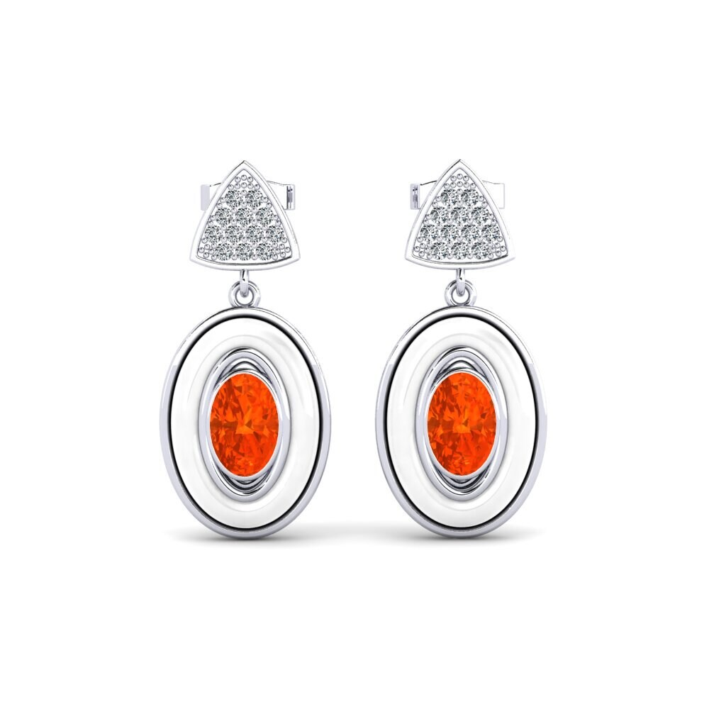 Fire Opal Women's Earring Trierty