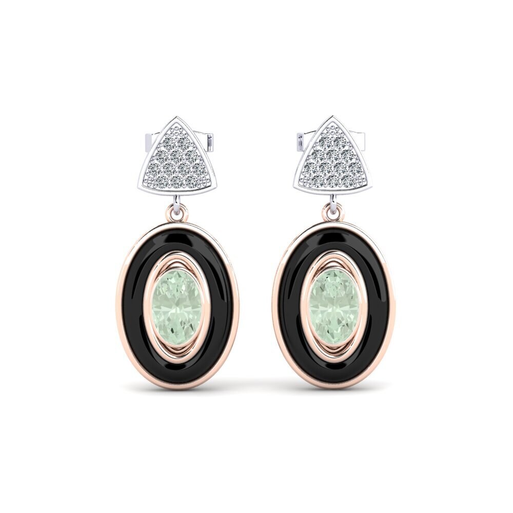 14ct Rose & White Gold Green Amethyst Women's Earring Trierty